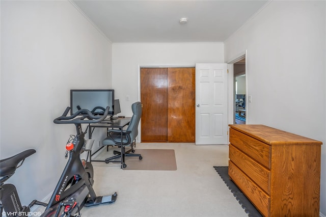 office area with ornamental molding