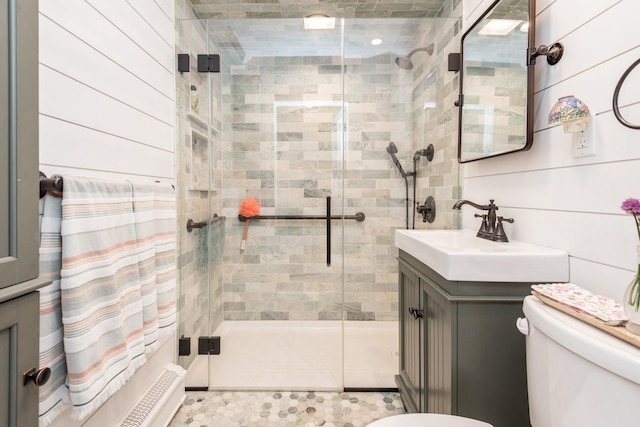 32 Peony Rd, Levittown, NY 11756 - full bathroom with toilet, vanity, and a stall shower