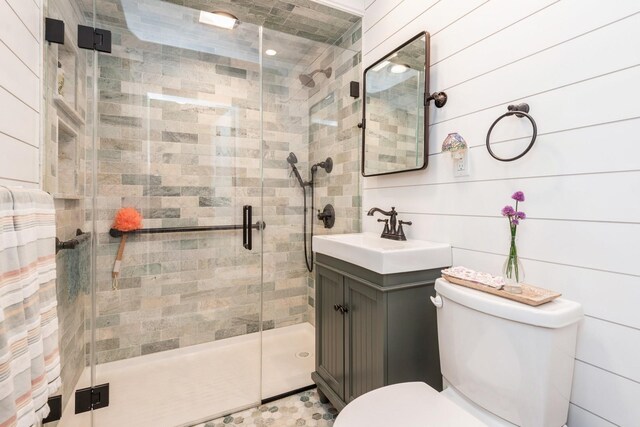 32 Peony Rd, Levittown, NY 11756 - bathroom with toilet, vanity, and a shower stall