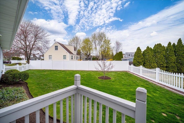 view of yard with a fenced backyard