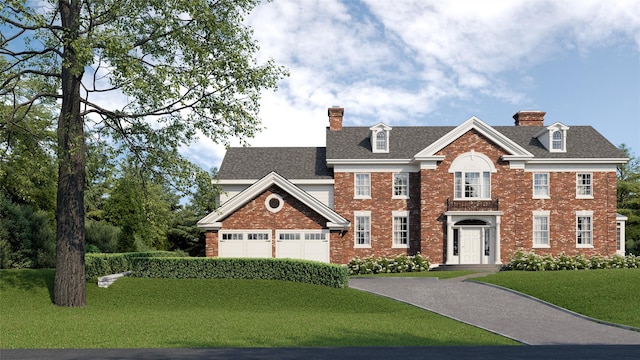 21 Autenrieth Rd, Scarsdale, NY 10583 - colonial inspired home with a chimney, a front lawn, and brick siding
