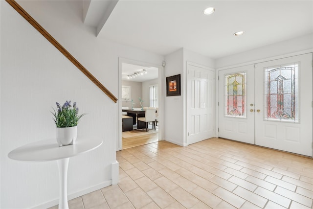 20 Rolling Ridge Rd, New City, NY 10956 - entryway featuring light tile patterned flooring, recessed lighting, baseboards, and french doors