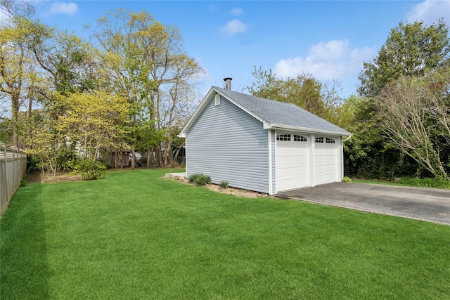 detached garage with fence