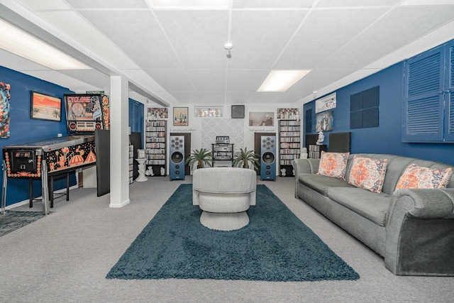view of carpeted living area