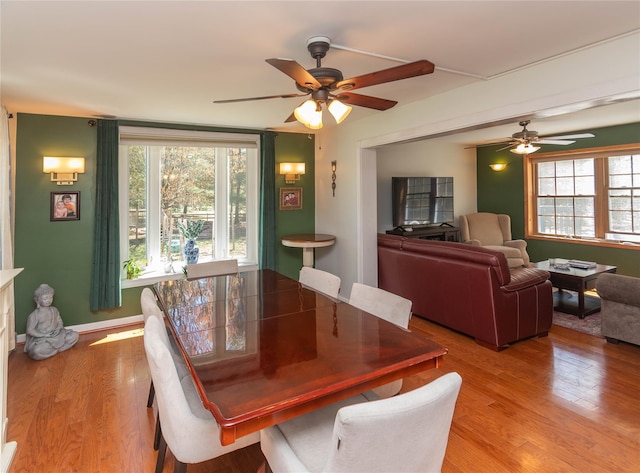 252 Southwoods Dr, Monticello, NY 12701 - dining room with ceiling fan, a wealth of natural light, and light wood-style flooring