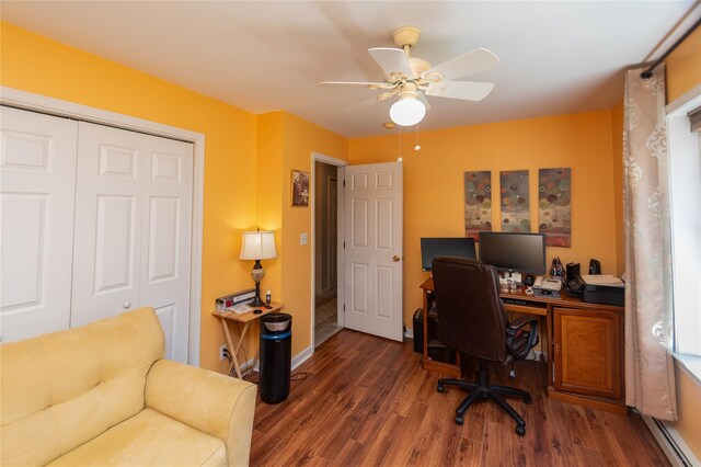 252 Southwoods Dr, Monticello, NY 12701 - office with a ceiling fan and wood finished floors