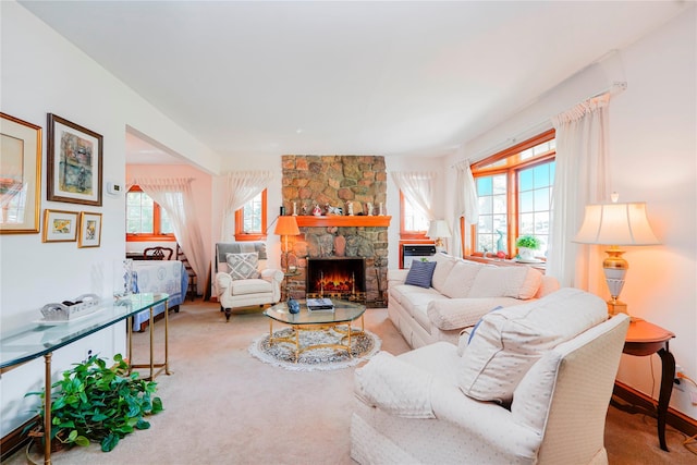 249Slosson Ave, Staten Island, NY 10314 - carpeted living area with a stone fireplace