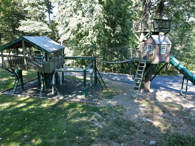 36 Ridgetop Dr, Tomkins Cove, NY 10986 - view of playground with a yard and view of wooded area