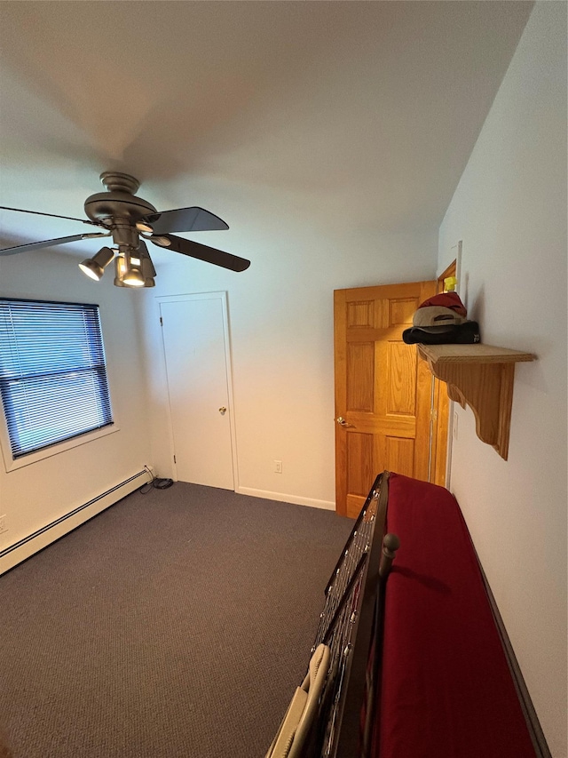 56 Martin Dr, Wappingers Falls, NY 12590 - bedroom with a baseboard heating unit, carpet, and ceiling fan