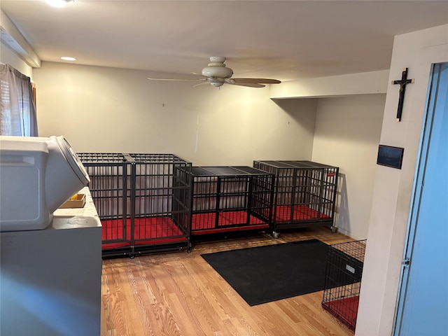 56 Martin Dr, Wappingers Falls, NY 12590 - misc room with wood finished floors, a ceiling fan, and recessed lighting