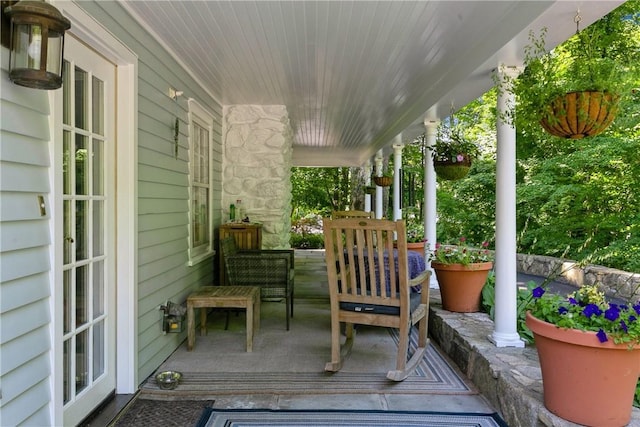 wooden deck with covered porch