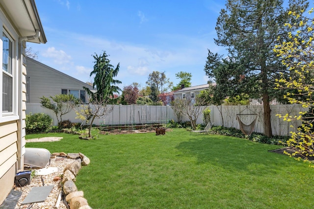 view of yard featuring a fenced backyard