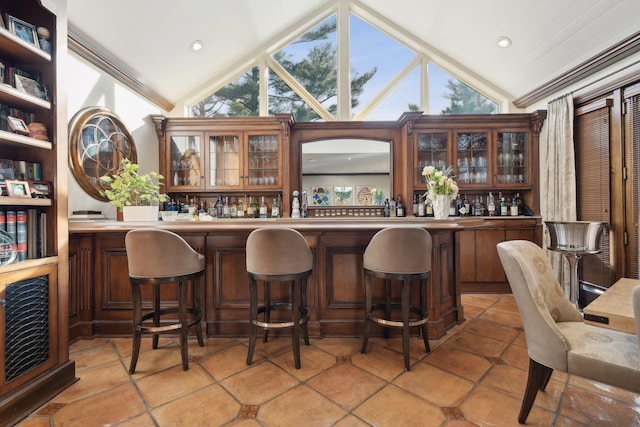 1325 Huckleberry Ln, Hewlett Harbor, NY 11557 - indoor dry bar with lofted ceiling and recessed lighting