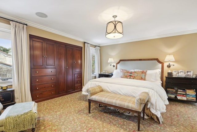 1325 Huckleberry Ln, Hewlett Harbor, NY 11557 - bedroom with multiple windows, carpet, and crown molding