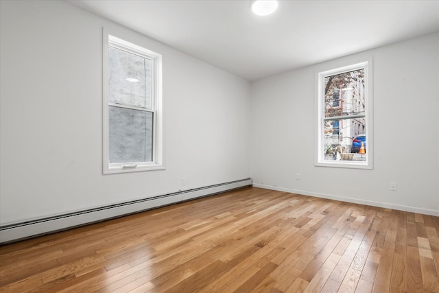 1236 Evergreen Ave, Bronx, NY 10472 - unfurnished room with baseboard heating, light wood-type flooring, and baseboards