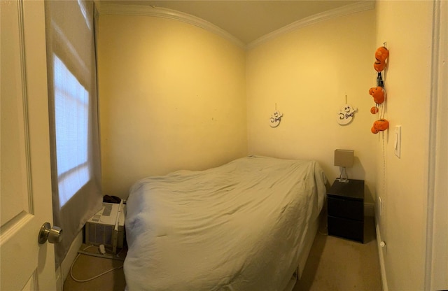 bedroom with ornamental molding