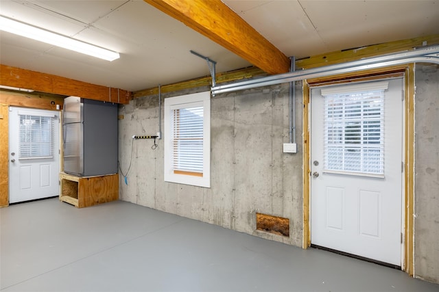 below grade area with heating unit