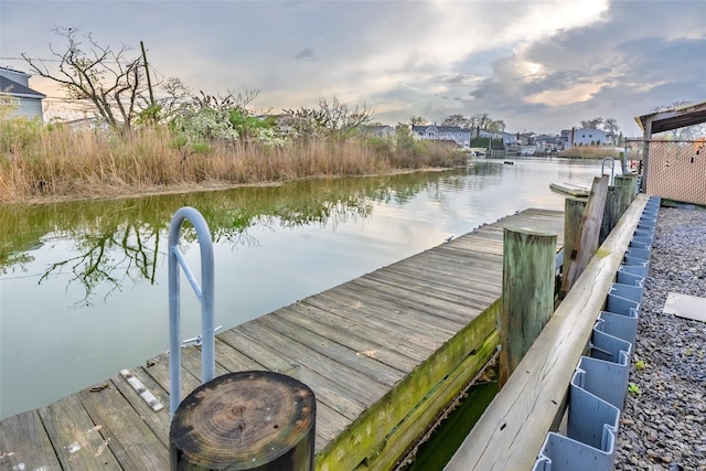 view of dock featuring a water view