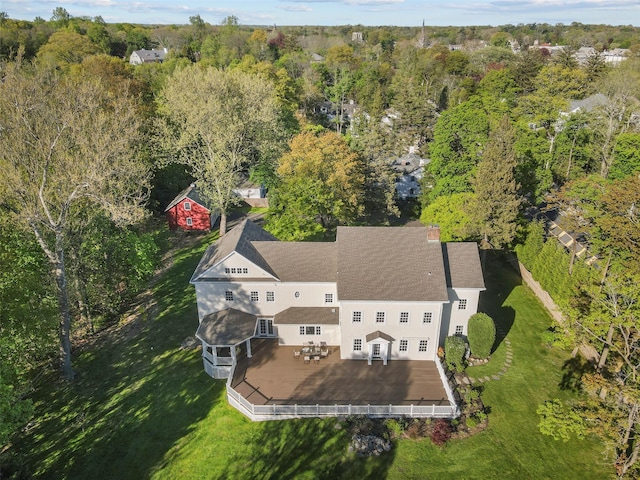 723 Boston Post Rd, Rye, NY 10580 - aerial view of property and surrounding area with a heavily wooded area