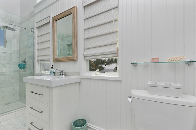 879 Oceanfront, Long Beach, NY 11561 - full bathroom with a stall shower, toilet, vanity, and washer / dryer