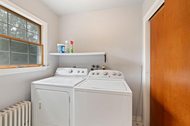 51 Strong Rd, Ferndale, NY 12734 - laundry room with washing machine and clothes dryer, laundry area, and radiator heating unit