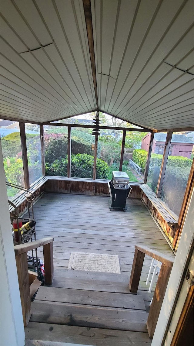 view of unfurnished sunroom