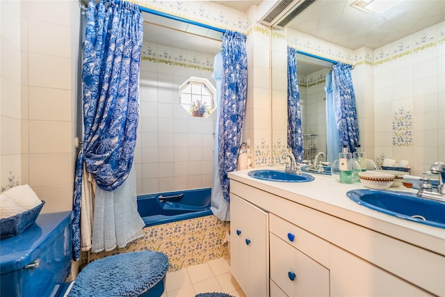 14-35 161st St, Beechhurst, NY 11357 - full bathroom featuring tile patterned floors, visible vents, tiled shower / bath combo, and a sink