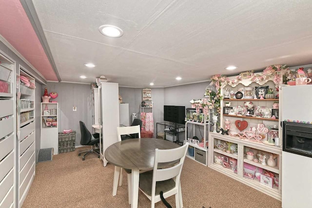 interior space featuring recessed lighting and carpet