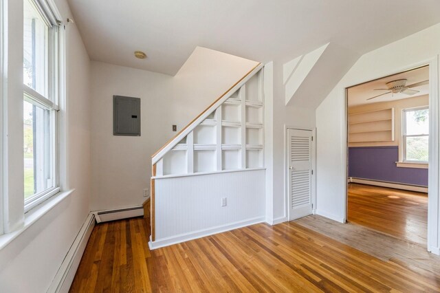 159 S Harrison Ave, Congers, NY 10920 - additional living space featuring baseboard heating, electric panel, wood finished floors, and baseboards