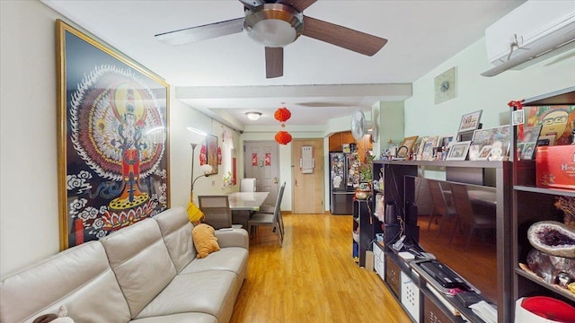 143-36 37th Ave Unit 5C, Flushing, NY 11354 - living room featuring wood finished floors and a ceiling fan