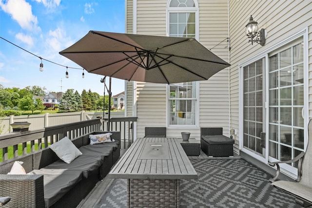 3 Kings Dr, Middletown, NY 10941 - wooden terrace with an outdoor hangout area and fence
