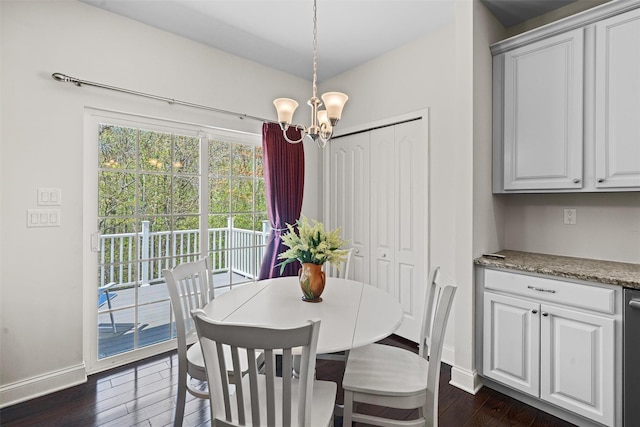 13 Sage Ct, Middletown, NY 10940 - dining room with baseboards, an inviting chandelier, and dark wood finished floors