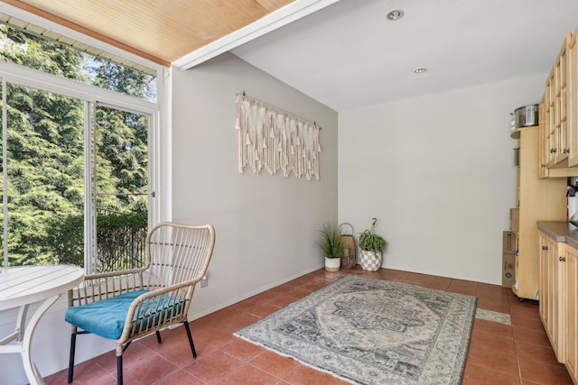 sitting room with tile patterned floors