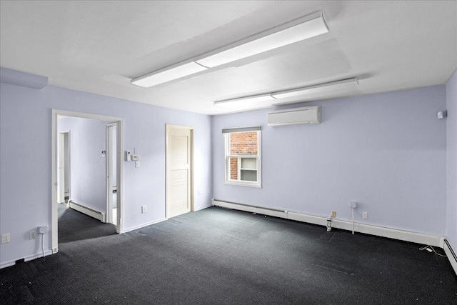 2533 Francis Lewis Blvd, Whitestone, NY 11358 - unfurnished room featuring a wall mounted AC, baseboard heating, baseboards, and dark carpet
