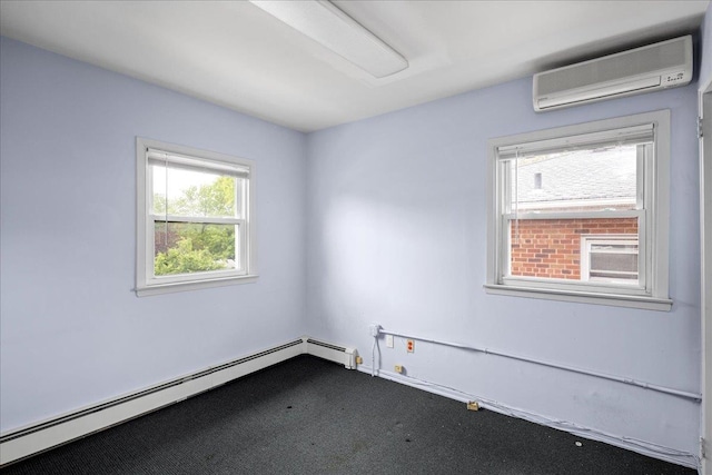 2533 Francis Lewis Blvd, Whitestone, NY 11358 - empty room featuring a wall mounted AC, a baseboard heating unit, and carpet flooring