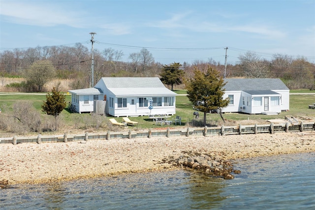 exterior space featuring a water view