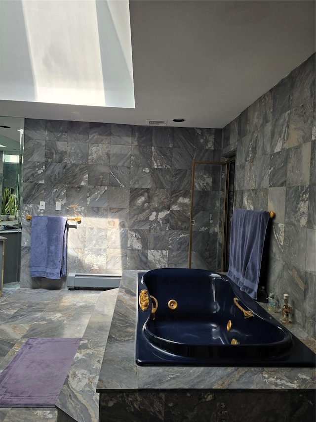 22 Lake Rd, Great Neck, NY 11020 - bathroom with a whirlpool tub and baseboard heating