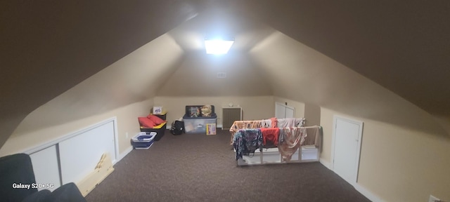 additional living space featuring carpet flooring and lofted ceiling