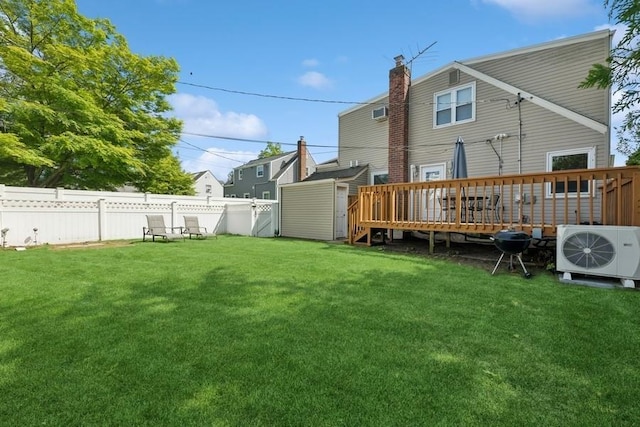 37 Remson St, Valley Stream, NY 11580 - rear view of house with ac unit, a deck, and a chimney