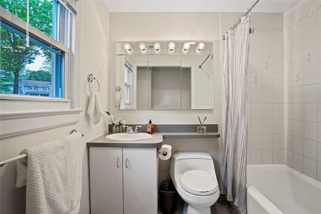 23 Hilldale Rd, Dobbs Ferry, NY 10522 - full bathroom with vanity, toilet, and shower / bath combo with shower curtain
