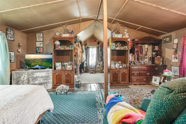 bedroom with vaulted ceiling