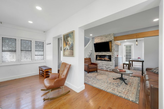 92 Ridgewood Ave, Yonkers, NY 10704 - living area with a healthy amount of sunlight, baseboards, recessed lighting, and wood finished floors