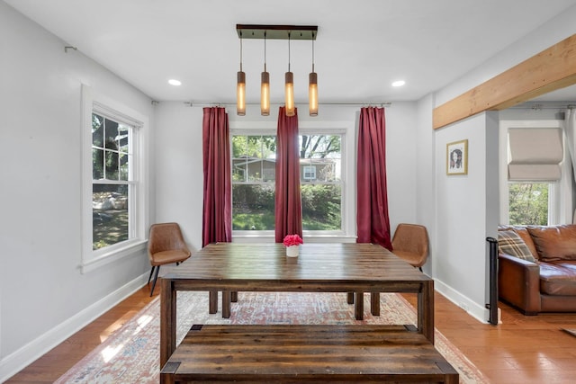 92 Ridgewood Ave, Yonkers, NY 10704 - dining space featuring baseboards, plenty of natural light, recessed lighting, and light wood-style flooring