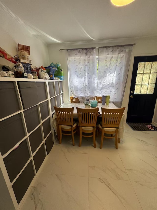 25-19 120th St, College Point, NY 11356 - dining area featuring crown molding and marble finish floor