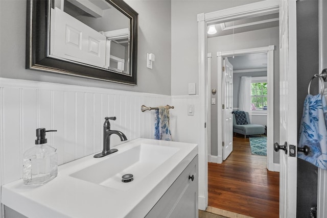 2 Jean Way, Purdys, NY 10578 - bathroom with vanity, wainscoting, and wood finished floors