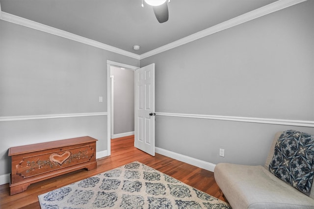 2 Jean Way, Purdys, NY 10578 - living area with a ceiling fan, baseboards, crown molding, and wood finished floors