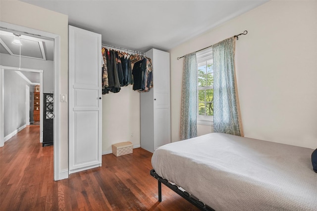 2 Jean Way, Purdys, NY 10578 - bedroom featuring attic access, dark wood-style floors, baseboards, and a closet