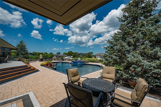 136 The Helm, East Islip, NY 11730 - view of pool with a patio and a pool with connected hot tub