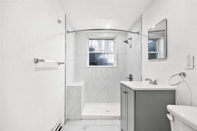 179-55 Anderson Rd, Jamaica, NY 11434 - full bath with a shower stall, toilet, marble finish floor, and vanity