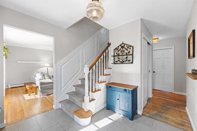 8 Richard Somers Rd, Granite Springs, NY 10527 - staircase with tile patterned floors, baseboards, and baseboard heating